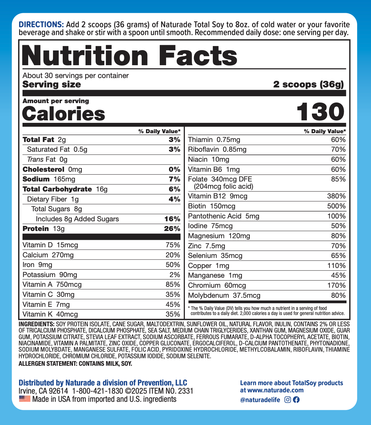 Total Soy Meal Replacement - Vanilla (30 Servings)