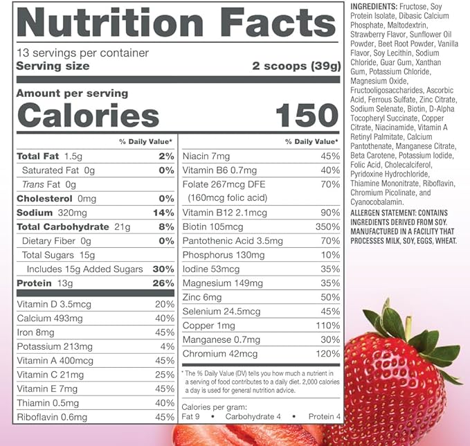 Total Soy All Natural Meal Replacement - Strawberry Cream (13 Servings)