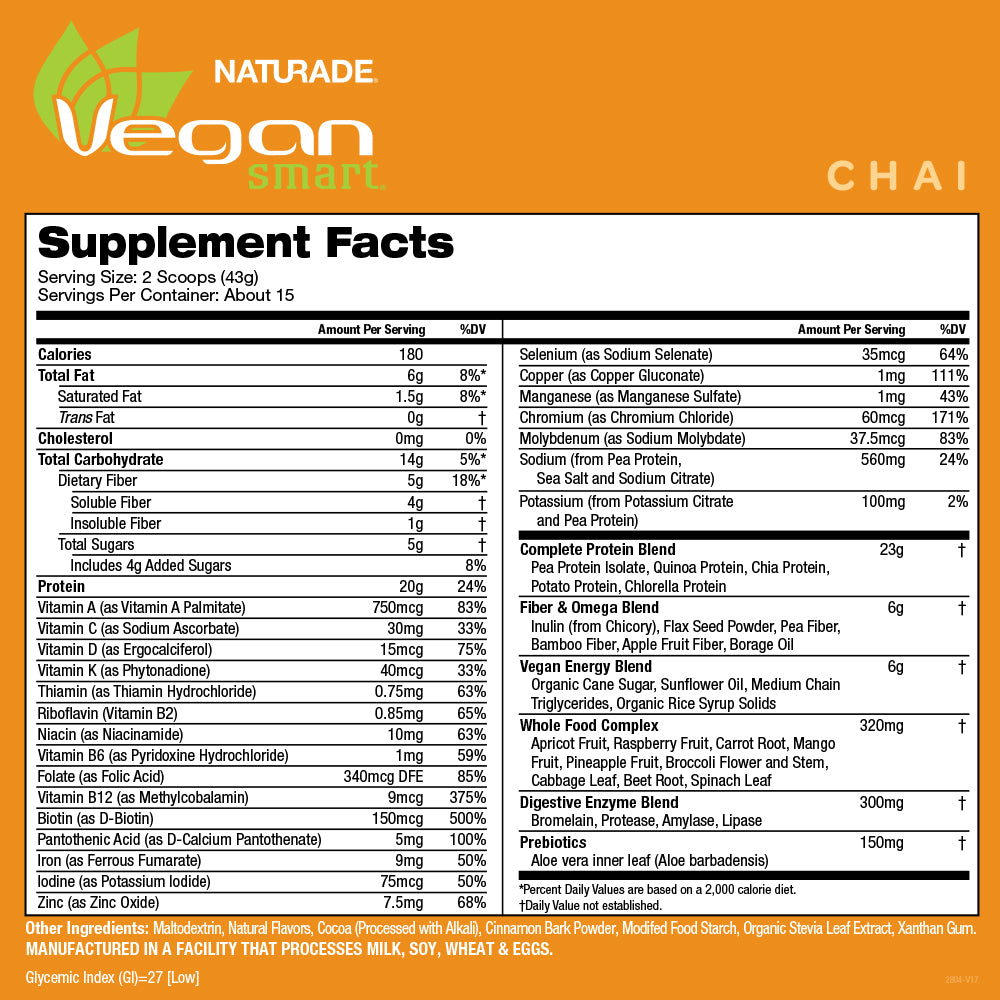 VeganSmart All-In-One Nutritional Shake - Chai (15 Servings)